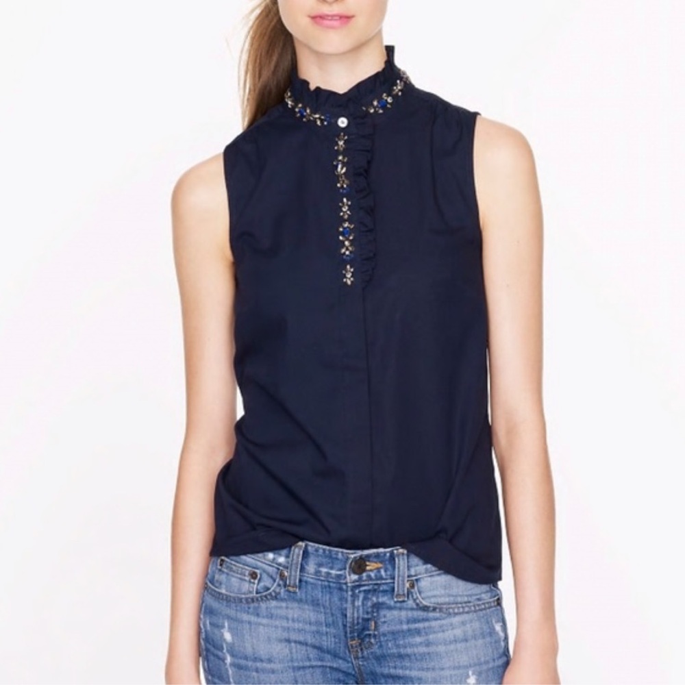 J. Crew Ruffled Rhinestone Top